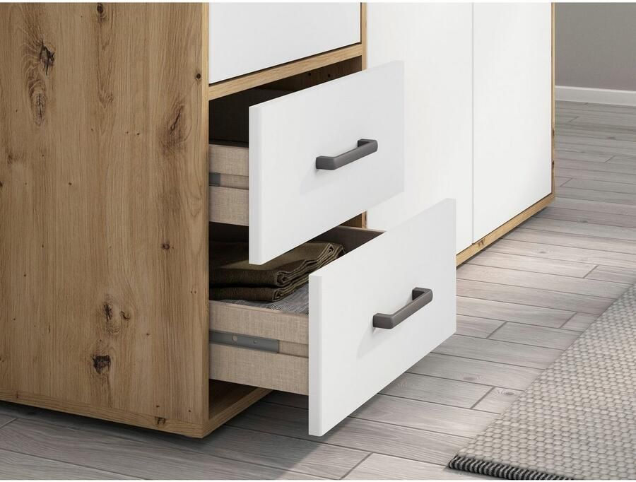 Rauch Draaideurkast Kledingkast kast garderobe linnenkast VOYAGER moderne grepen in grijs metallic met buitenlades made in germany - Foto 18