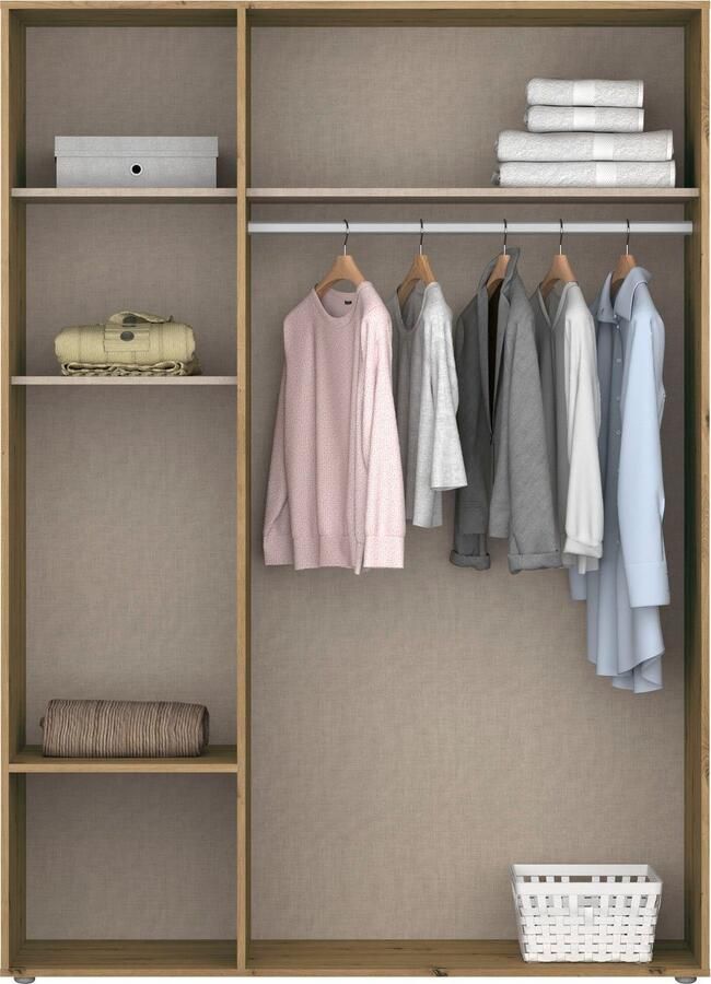Rauch Draaideurkast Kledingkast kast garderobe linnenkast VOYAGER moderne grepen in grijs metallic met buitenlades made in germany - Foto 19