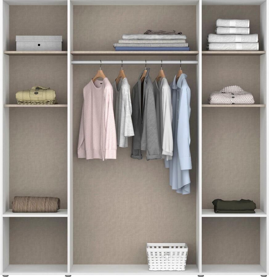 Rauch Draaideurkast Kledingkast kast garderobe linnenkast VOYAGER moderne grepen in grijs metallic met buitenlades made in germany - Foto 12