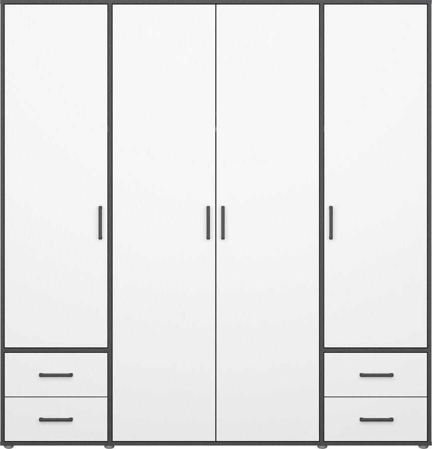 Rauch Draaideurkast Kledingkast kast garderobe linnenkast VOYAGER moderne grepen in grijs metallic met buitenlades made in germany - Foto 11
