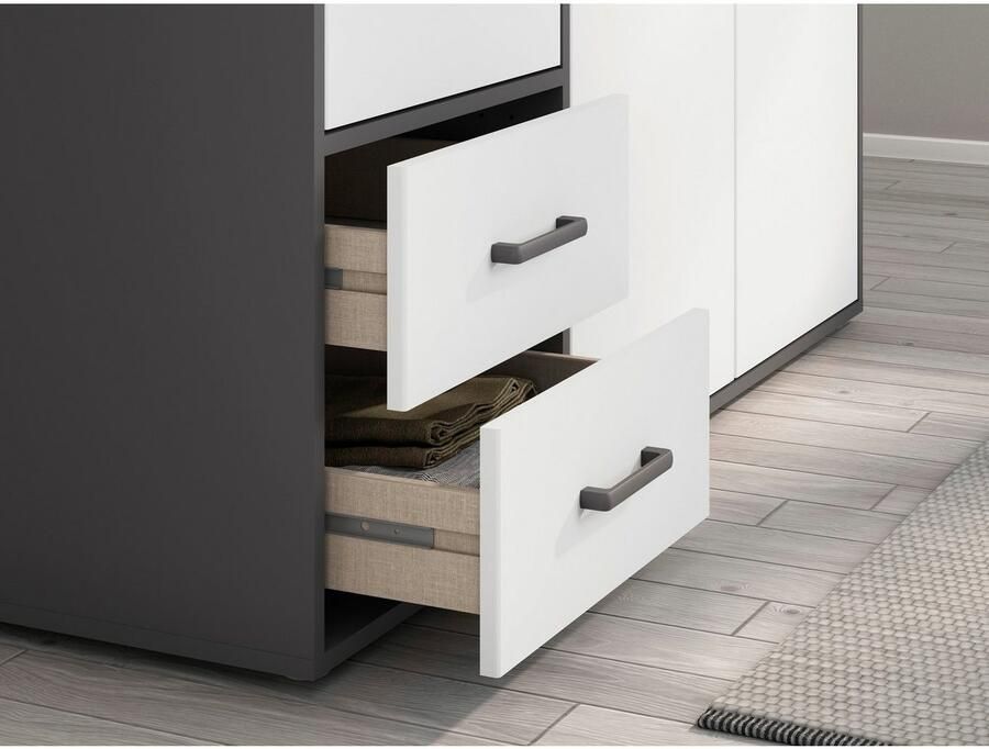 Rauch Draaideurkast Kledingkast kast garderobe linnenkast VOYAGER moderne grepen in grijs metallic met buitenlades made in germany - Foto 20