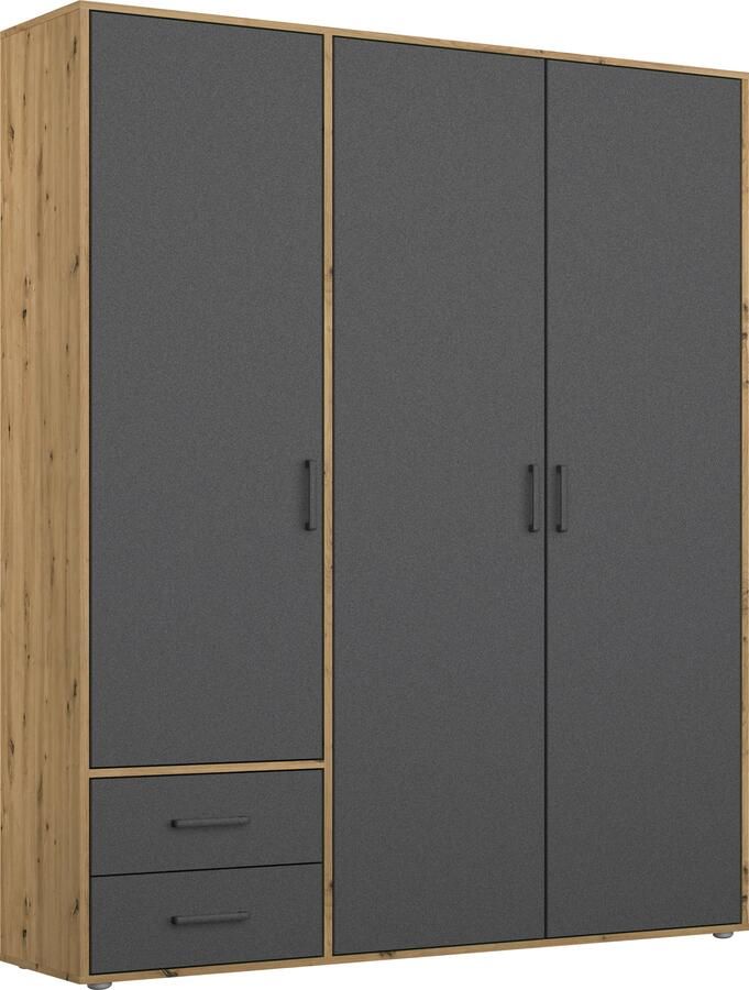 Rauch Draaideurkast Kledingkast kast garderobe linnenkast VOYAGER moderne grepen in grijs metallic met buitenlades made in germany - Foto 19