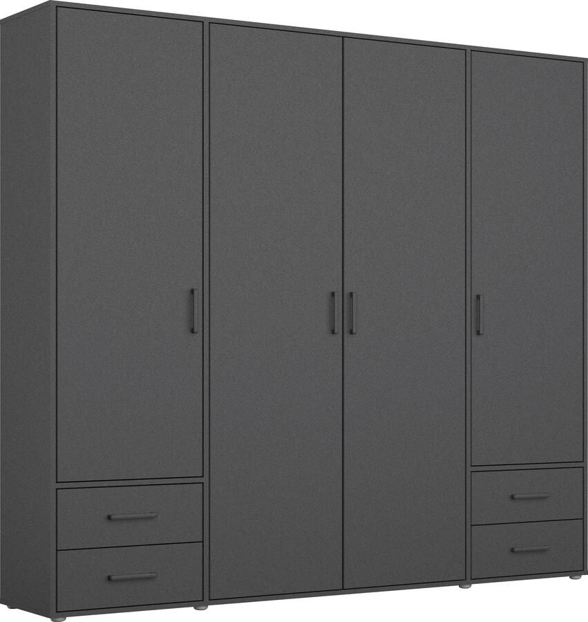 Rauch Draaideurkast Kledingkast kast garderobe linnenkast VOYAGER moderne grepen in grijs metallic met buitenlades made in germany - Foto 20