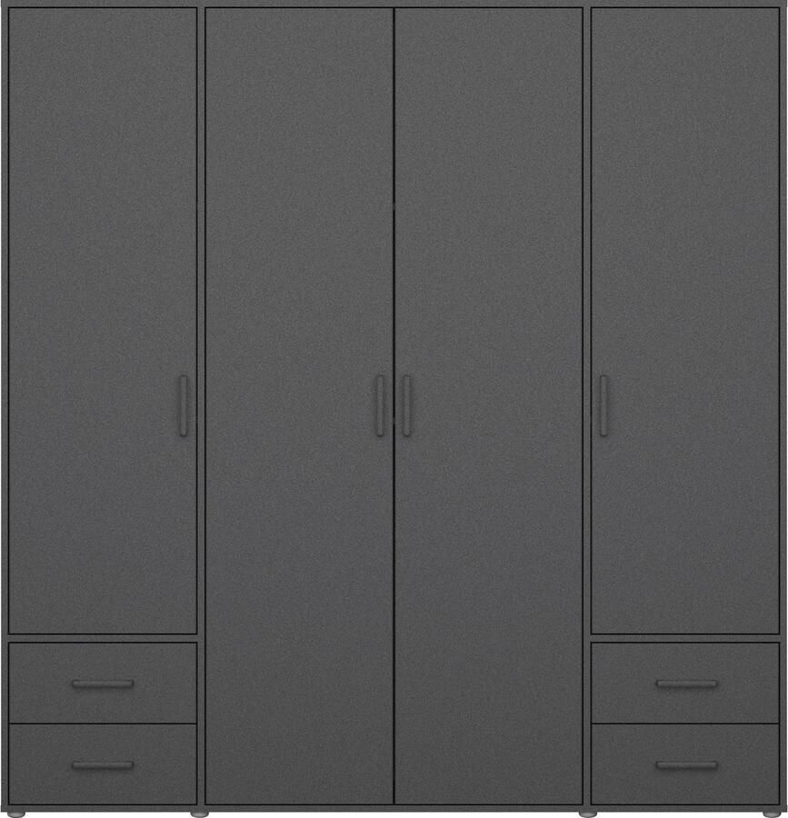 Rauch Draaideurkast Kledingkast kast garderobe linnenkast VOYAGER moderne grepen in grijs metallic met buitenlades made in germany - Foto 7