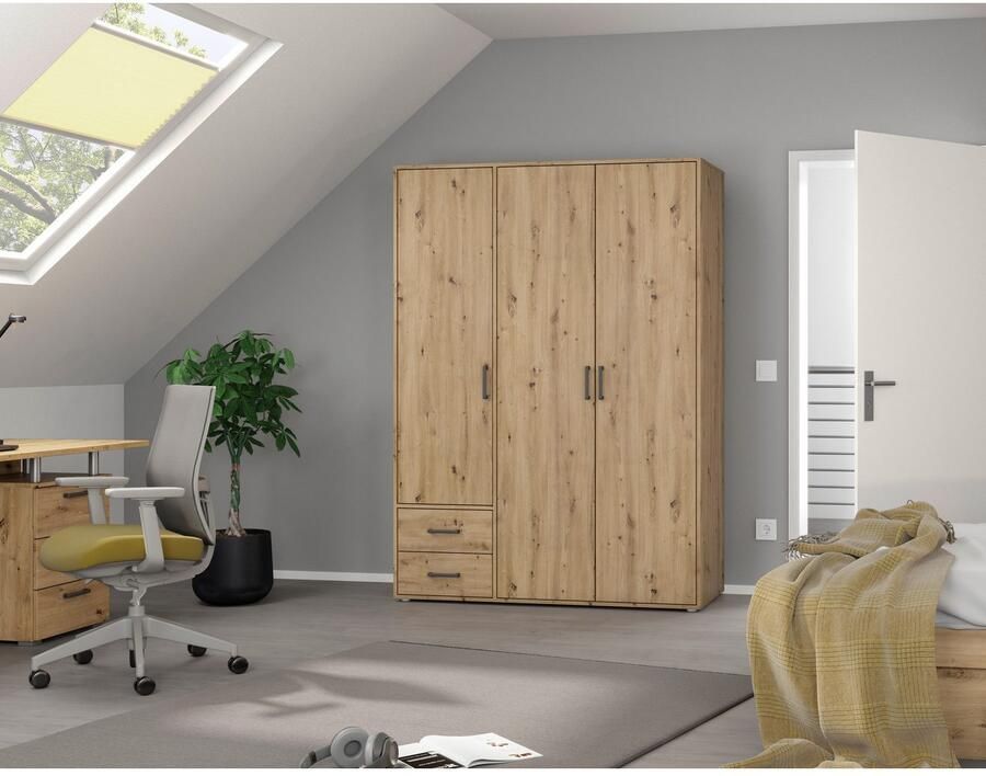 Rauch Draaideurkast Kledingkast kast garderobe linnenkast VOYAGER moderne grepen in grijs metallic met buitenlades made in germany - Foto 12