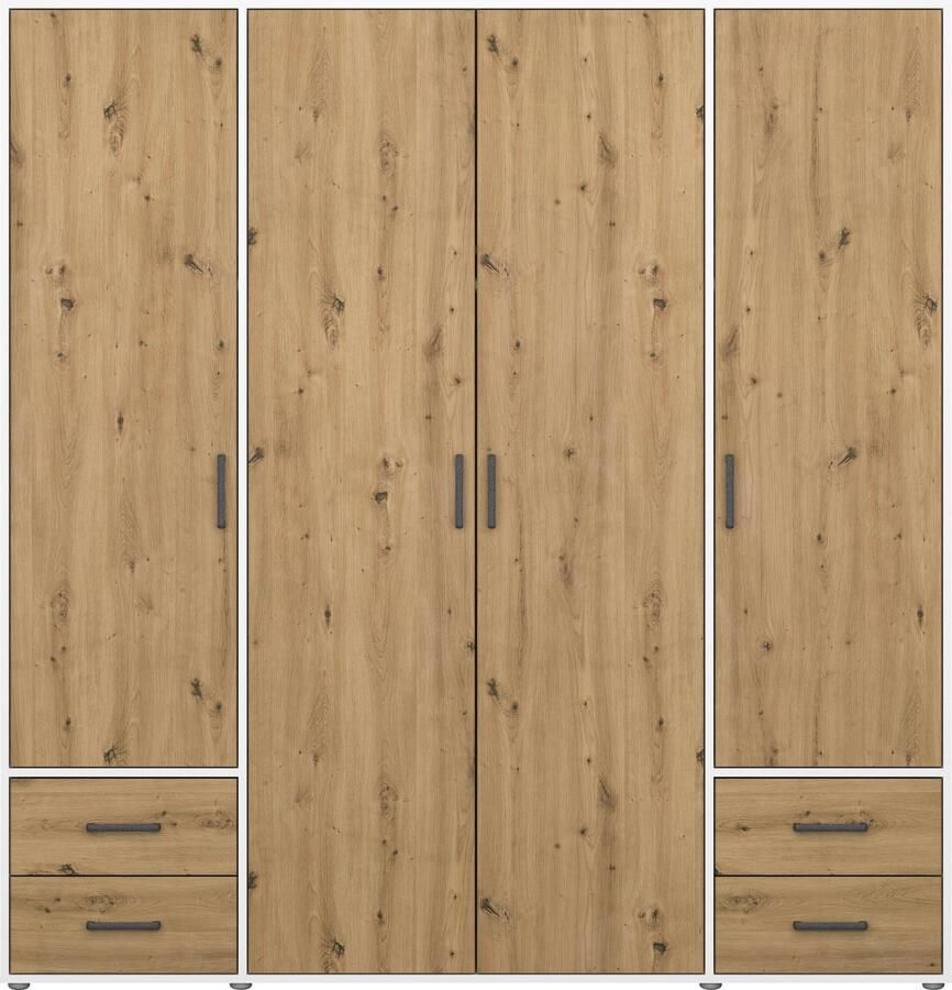 Rauch Draaideurkast Kledingkast kast garderobe linnenkast VOYAGER moderne grepen in grijs metallic met buitenlades made in germany - Foto 19