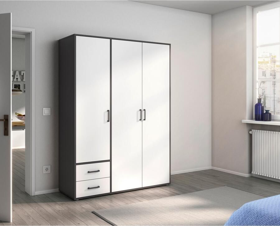 Rauch Draaideurkast Kledingkast kast garderobe linnenkast VOYAGER moderne grepen in grijs metallic met buitenlades made in germany - Foto 12