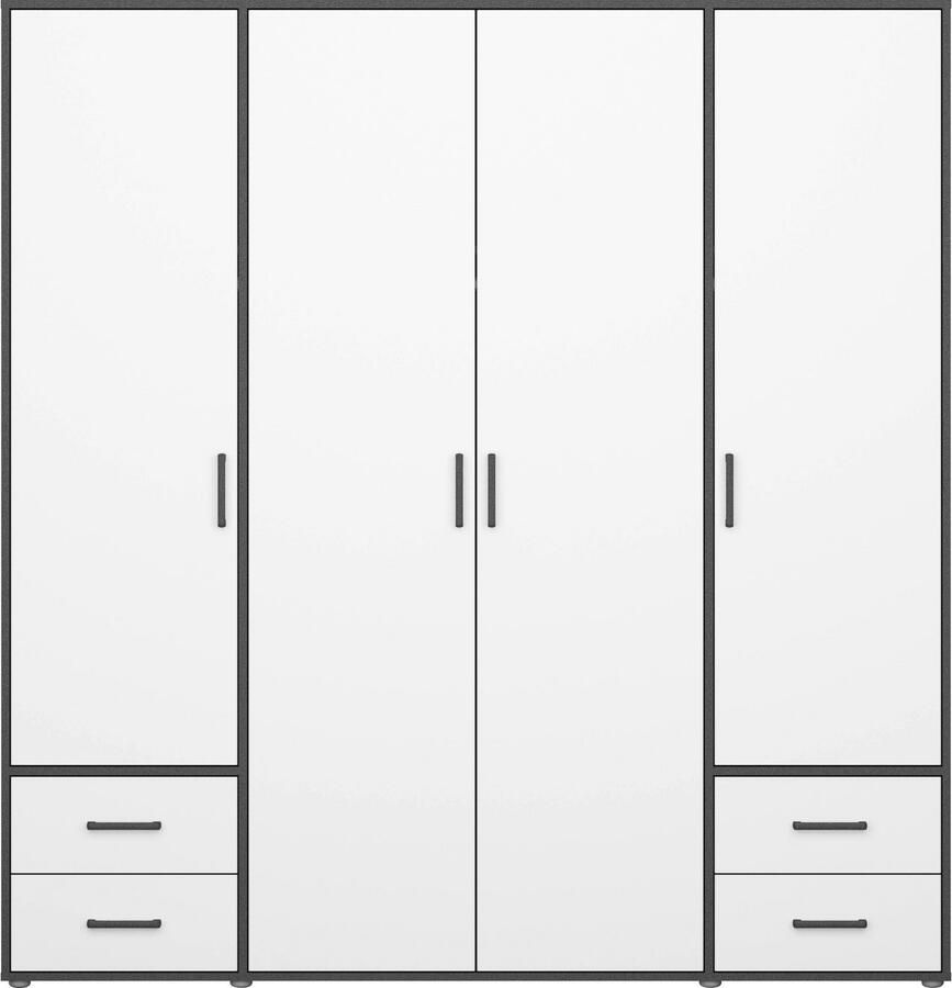 Rauch Draaideurkast Kledingkast kast garderobe linnenkast VOYAGER moderne grepen in grijs metallic met buitenlades made in germany - Foto 7