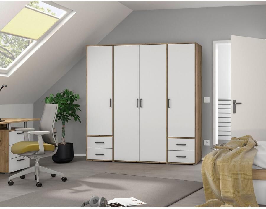 Rauch Draaideurkast Kledingkast kast garderobe linnenkast VOYAGER moderne grepen in grijs metallic met buitenlades made in germany - Foto 14