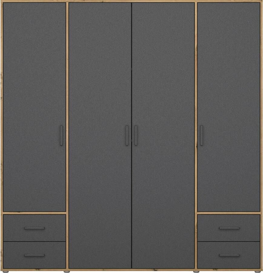 Rauch Draaideurkast Kledingkast kast garderobe linnenkast VOYAGER moderne grepen in grijs metallic met buitenlades made in germany - Foto 19