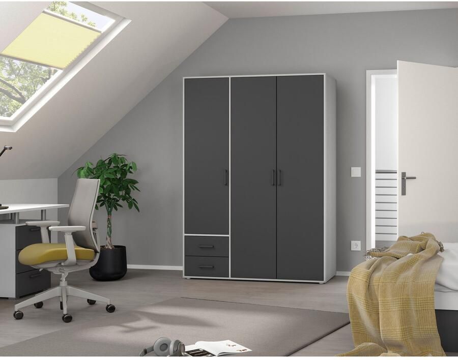 Rauch Draaideurkast Kledingkast kast garderobe linnenkast VOYAGER moderne grepen in grijs metallic met buitenlades made in germany - Foto 12