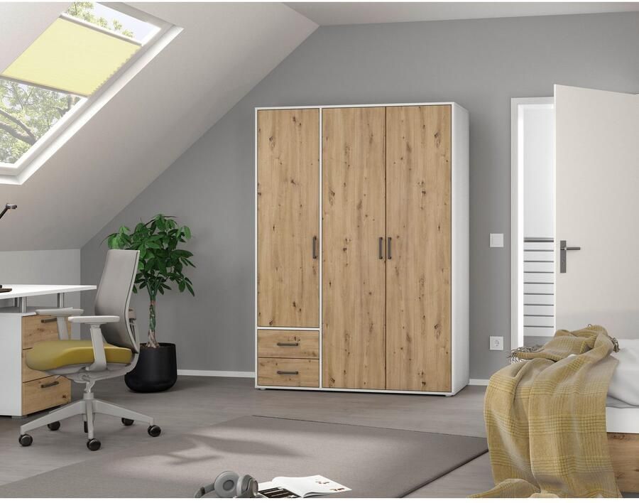 Rauch Draaideurkast Kledingkast kast garderobe linnenkast VOYAGER moderne grepen in grijs metallic met buitenlades made in germany - Foto 12