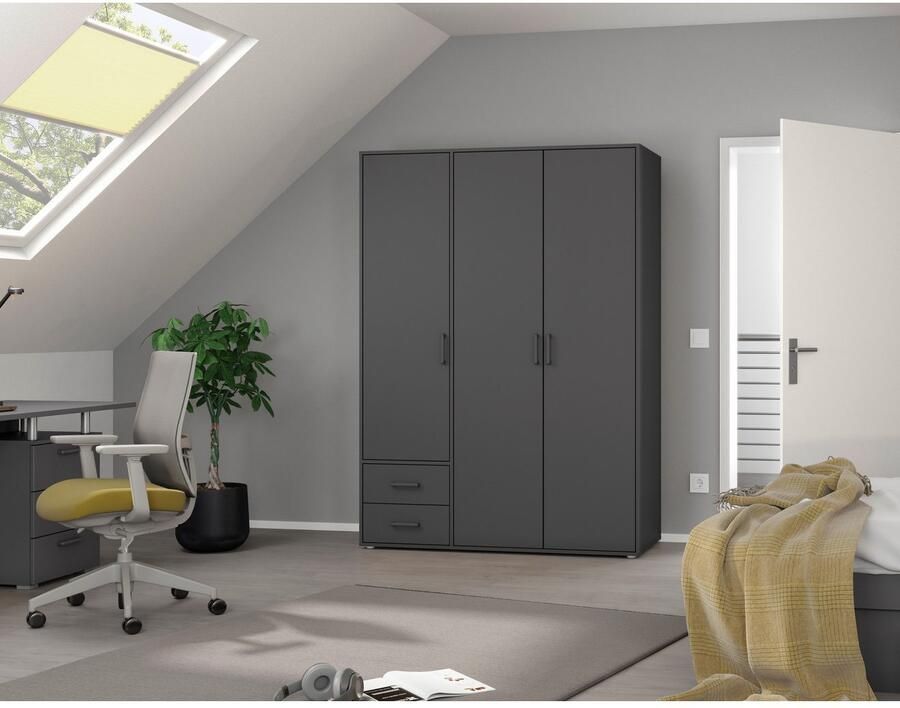 Rauch Draaideurkast Kledingkast kast garderobe linnenkast VOYAGER moderne grepen in grijs metallic met buitenlades made in germany - Foto 12