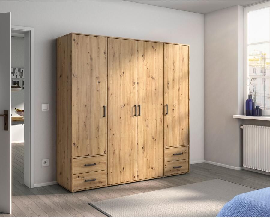 Rauch Draaideurkast Kledingkast kast garderobe linnenkast VOYAGER moderne grepen in grijs metallic met buitenlades made in germany - Foto 12