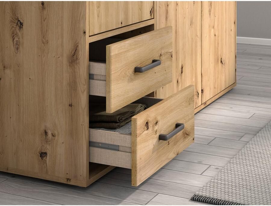 Rauch Draaideurkast Voyager met moderne grepen in grijs-metallic incl. laden en spiegel - Foto 14