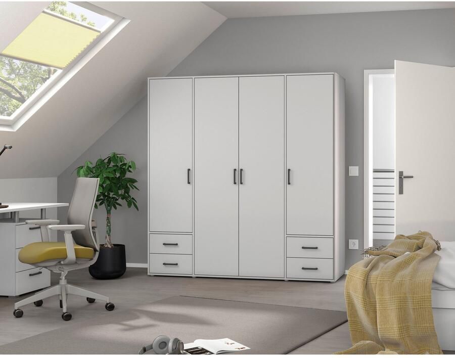 Rauch Draaideurkast Kledingkast kast garderobe linnenkast VOYAGER moderne grepen in grijs metallic met buitenlades made in germany - Foto 14