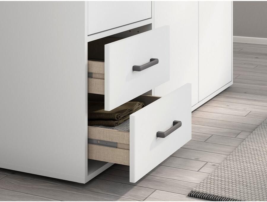 Rauch Draaideurkast Kledingkast kast garderobe linnenkast VOYAGER moderne grepen in grijs metallic met buitenlades made in germany - Foto 15