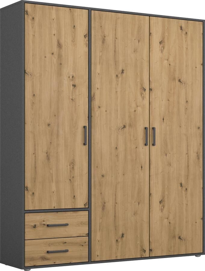 Rauch Draaideurkast Kledingkast kast garderobe linnenkast VOYAGER moderne grepen in grijs metallic met buitenlades made in germany - Foto 20