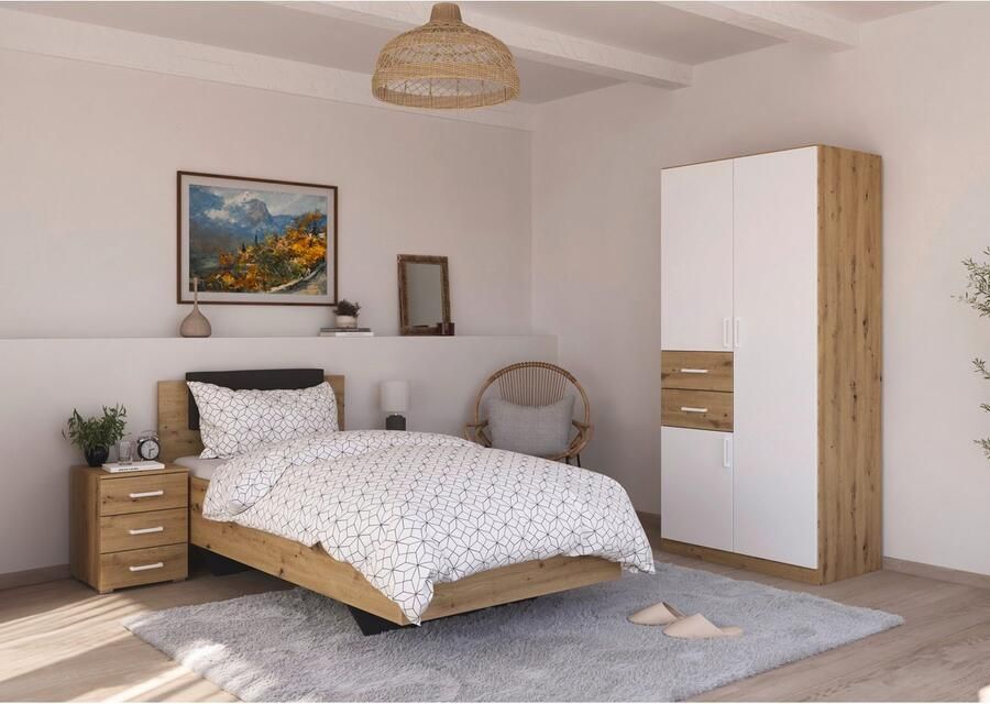 Rauch Slaapkamerserie Compleet kamer compleet slaapkamer set (3-delig) MAIKA Kast 3 breedtes 2 hoogtes bed 100 cm nachtkastje MADE IN GERMANY (set 3-delig) - Foto 7