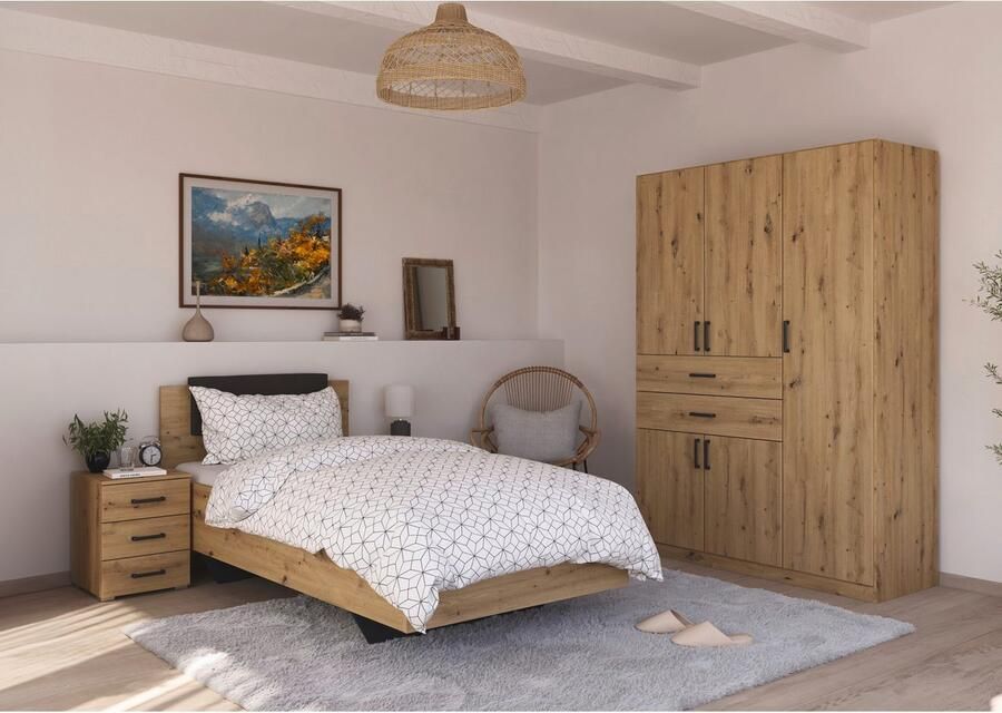 Rauch Slaapkamerserie Compleet kamer compleet slaapkamer set (3-delig) MAIKA Kast 3 breedtes 2 hoogtes bed 100 cm nachtkastje MADE IN GERMANY (set 3-delig) - Foto 8