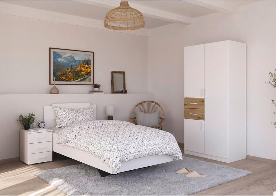 Rauch Slaapkamerserie Compleet kamer compleet slaapkamer set (3-delig) MAIKA Kast 3 breedtes 2 hoogtes bed 100 cm nachtkastje MADE IN GERMANY (set 3-delig) - Foto 7