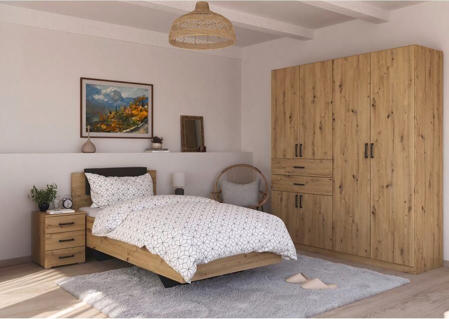 Rauch Slaapkamerserie Compleet kamer compleet slaapkamer set (3-delig) MAIKA Kast 3 breedtes 2 hoogtes bed 100 cm nachtkastje MADE IN GERMANY (set 3-delig) - Foto 8