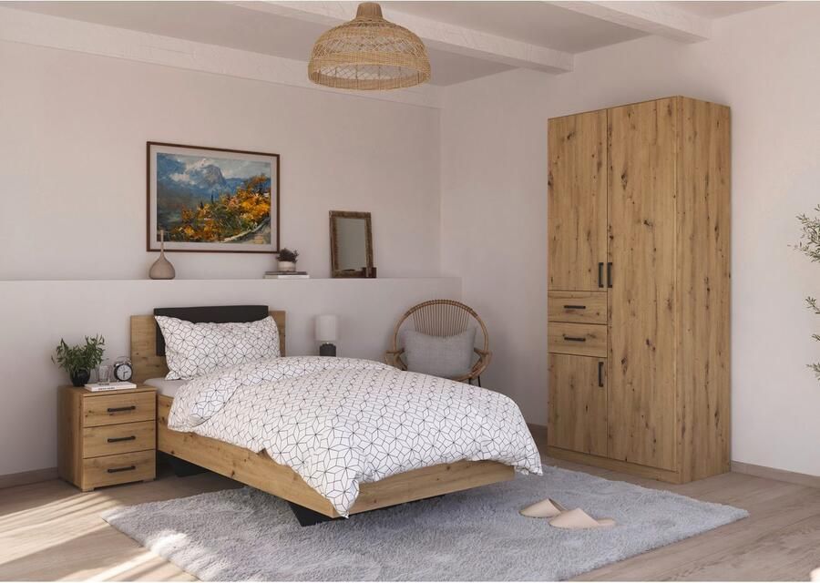 Rauch Slaapkamerserie Compleet kamer compleet slaapkamer set (3-delig) MAIKA Kast 3 breedtes 2 hoogtes bed 100 cm nachtkastje MADE IN GERMANY (set 3-delig) - Foto 7