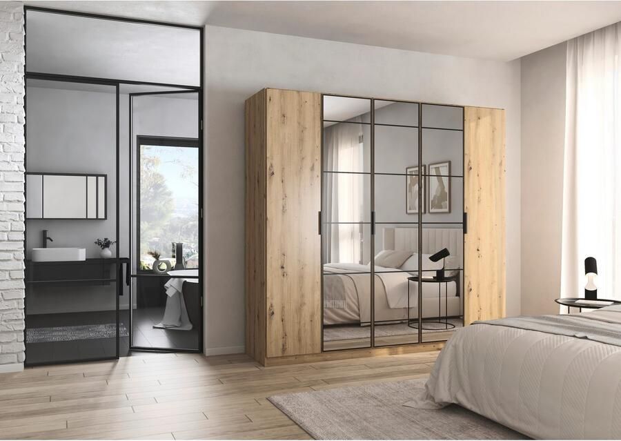 Rauch Draaideurkast Kledingkast Kast Garderobe Slaapkamerkast ACERO Middeldeuren met spiegel in moderne loft-look MADE IN GERMANY - Foto 14