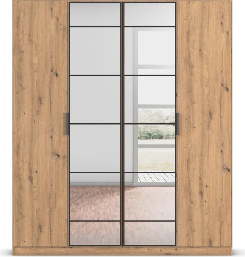 Rauch Draaideurkast Kledingkast Kast Garderobe Slaapkamerkast ACERO Middeldeuren met spiegel in moderne loft-look MADE IN GERMANY - Foto 11