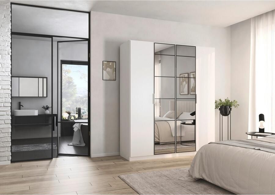 Rauch Draaideurkast Kledingkast Kast Garderobe Slaapkamerkast ACERO Middeldeuren met spiegel in moderne loft-look MADE IN GERMANY - Foto 14