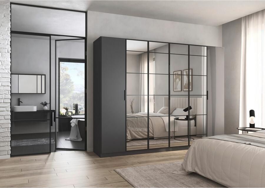 Rauch Draaideurkast Kledingkast Kast Garderobe Slaapkamerkast ACERO Middeldeuren met spiegel in moderne loft-look MADE IN GERMANY - Foto 14