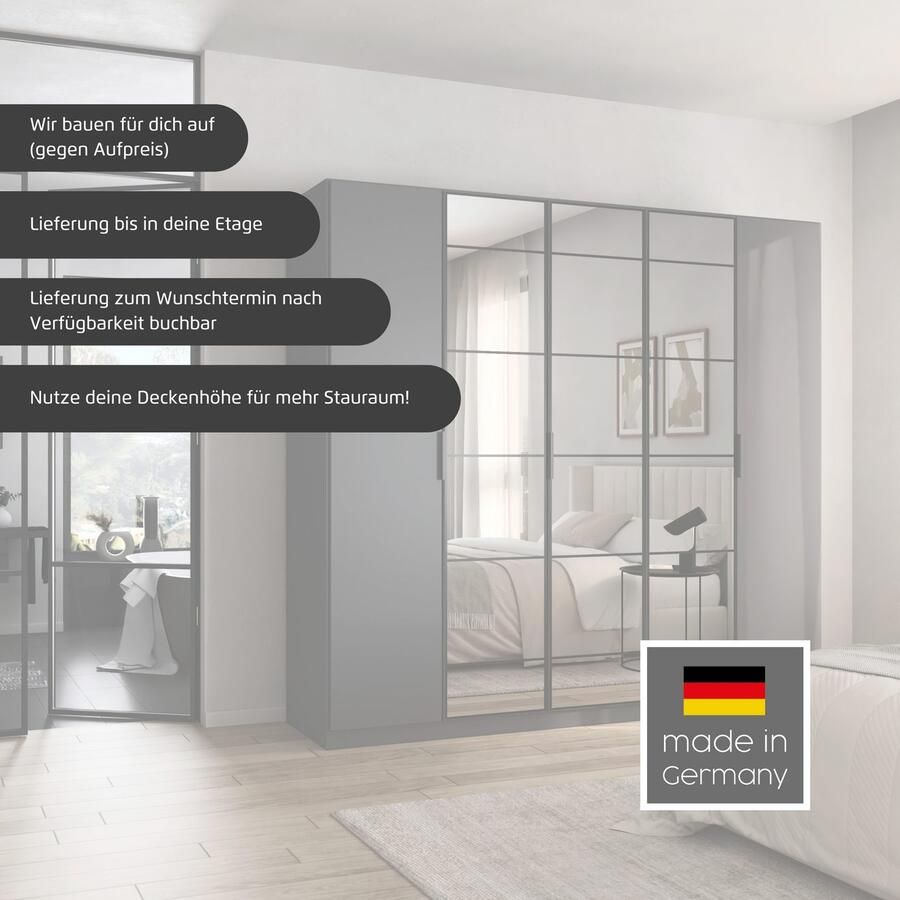 Rauch Draaideurkast Kledingkast Kast Garderobe Slaapkamerkast ACERO Middeldeuren met spiegel in moderne loft-look MADE IN GERMANY - Foto 3