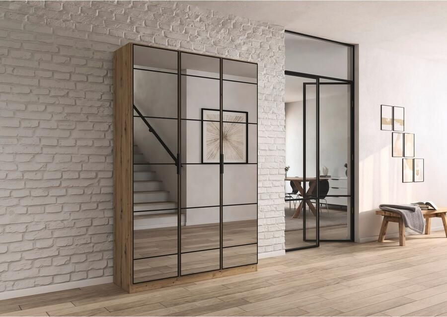 Rauch Draaideurkast Kledingkast Kast Garderobe Slaapkamerkast ACERO Spiegelfront in moderne loft-look MADE IN GERMANY - Foto 14