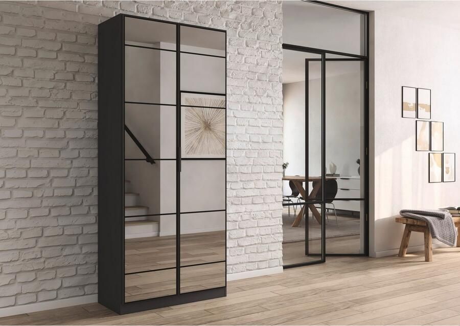Rauch Draaideurkast Kledingkast Kast Garderobe Slaapkamerkast ACERO Spiegelfront in moderne loft-look MADE IN GERMANY - Foto 12