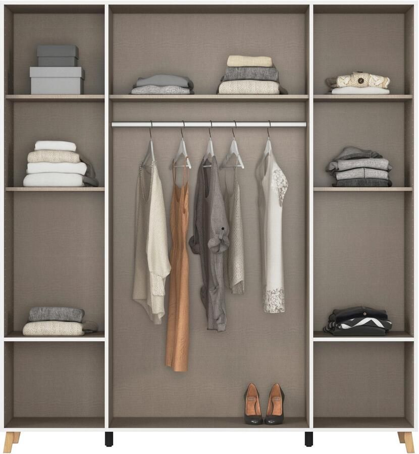 Rauch Draaideurkast Kledingkast kast garderobe waskast SHINJO Grepen en voeten van massief hout met 2 lades MADE IN GERMANY - Foto 12