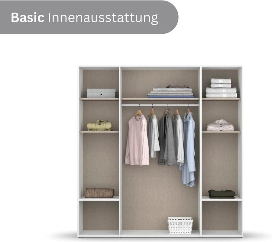 Rauch Draaideurkast Kledingkast kast garderobe waskast SHINJO Grepen en voeten van massief hout met 2 lades MADE IN GERMANY - Foto 14