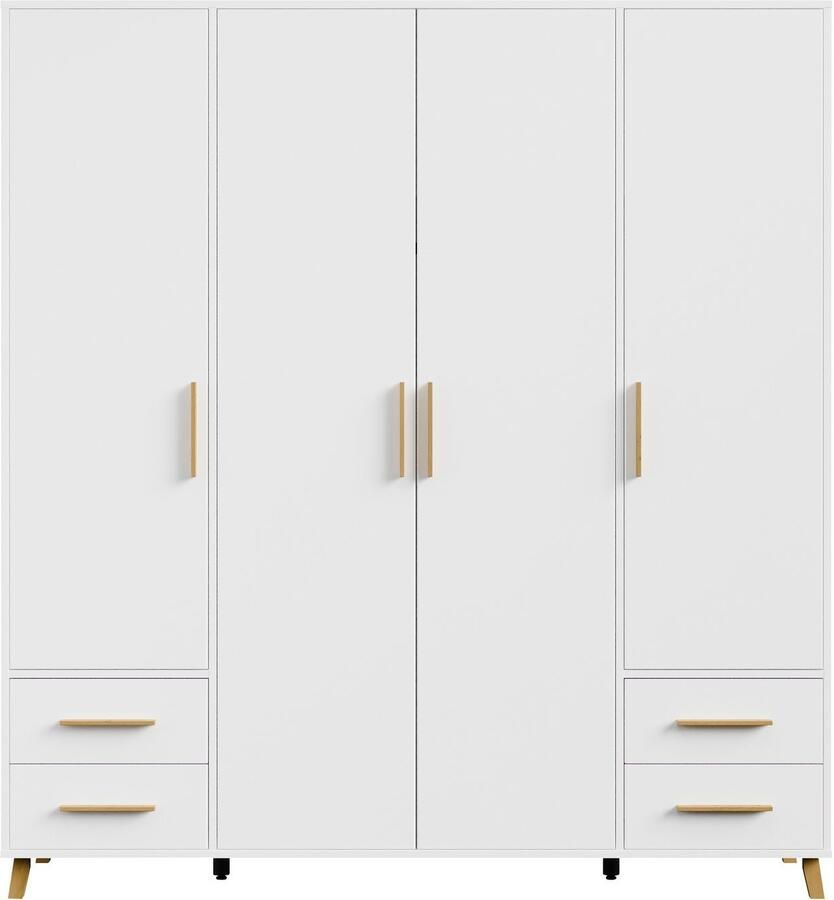 Rauch Draaideurkast Kledingkast kast garderobe waskast SHINJO Grepen en voeten van massief hout met 2 lades MADE IN GERMANY - Foto 11