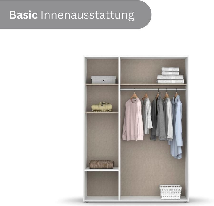 Rauch Draaideurkast Kledingkast kast garderobe waskast SHINJO Grepen en voeten van massief hout met 2 lades MADE IN GERMANY - Foto 12