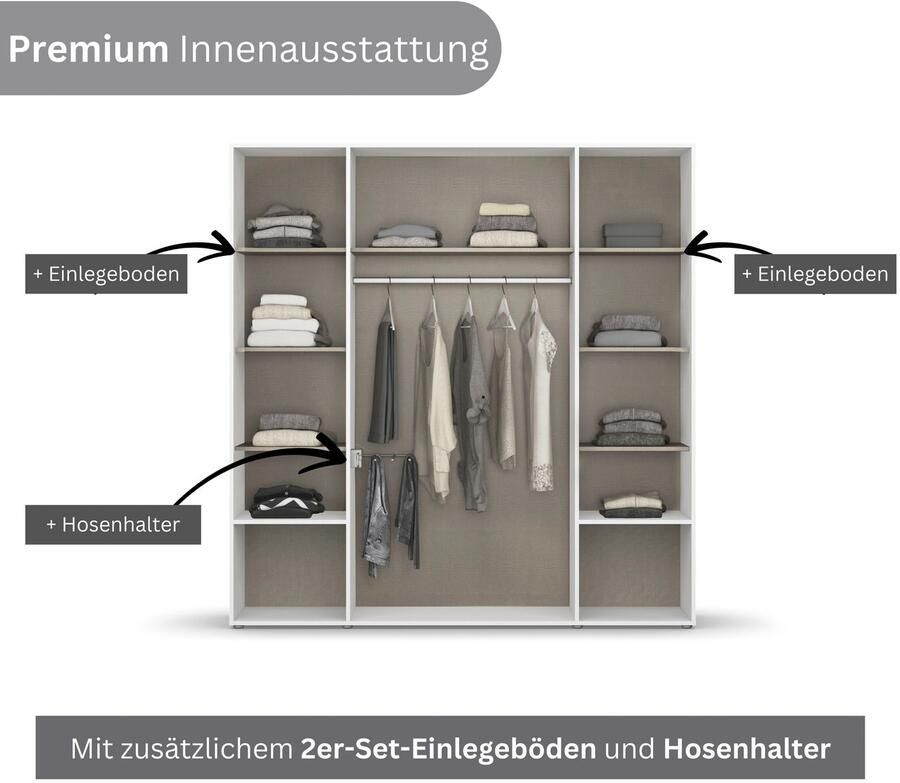Rauch Draaideurkast Kledingkast kast garderobe waskast SHINJO Grepen en voeten van massief hout met 2 lades MADE IN GERMANY - Foto 13