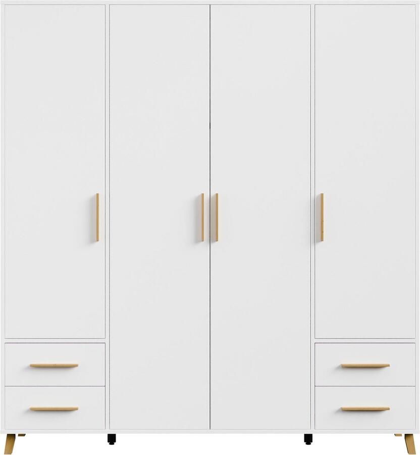 Rauch Draaideurkast Kledingkast kast garderobe waskast SHINJO Grepen en voeten van massief hout met 2 lades MADE IN GERMANY - Foto 10