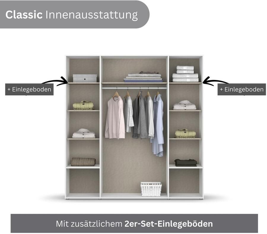 Rauch Draaideurkast Kledingkast kast garderobe waskast SHINJO Grepen en voeten van massief hout met 2 lades MADE IN GERMANY - Foto 12