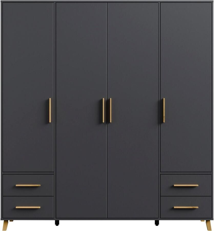 Rauch Draaideurkast Kledingkast kast garderobe waskast SHINJO Grepen en voeten van massief hout met 2 lades MADE IN GERMANY - Foto 10