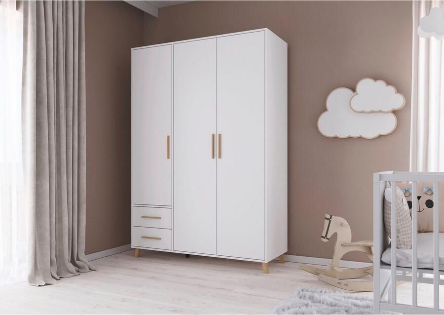 Rauch Draaideurkast Kledingkast kast garderobe waskast SHINJO Grepen en voeten van massief hout met 2 lades MADE IN GERMANY - Foto 20