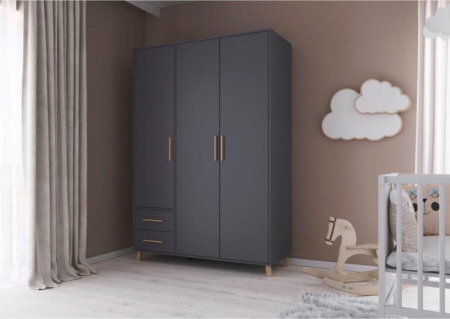 Rauch Draaideurkast Kledingkast kast garderobe waskast SHINJO Grepen en voeten van massief hout met 2 lades MADE IN GERMANY - Foto 20