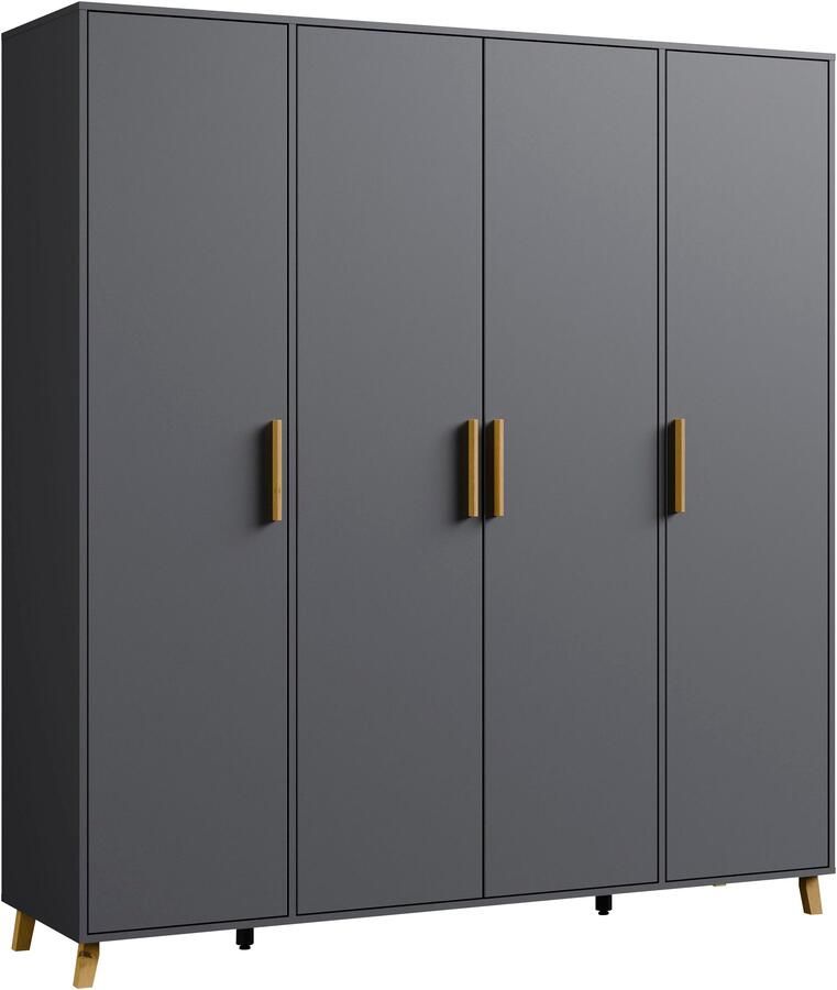 Rauch Draaideurkast Kledingkast kast garderobe waskast SHINJO Grepen en voeten van massief hout veel opbergruimte MADE IN GERMANY
