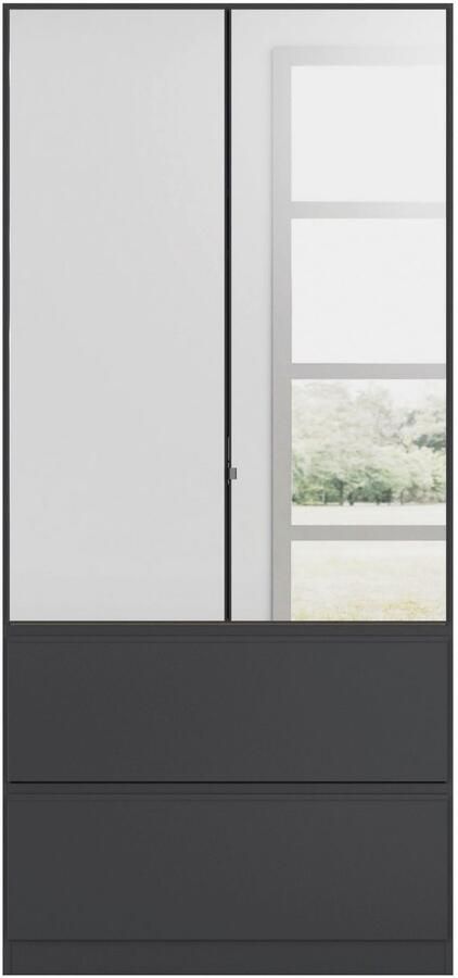 Rauch Draaideurkast Kledingkast Kast Garderobe Wasmand COSTA in 3 Breedtes met spiegel greeploos front en push-to-open functie made in germany - Foto 17