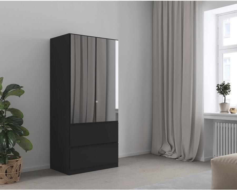 Rauch Draaideurkast Kledingkast Kast Garderobe Wasmand COSTA in 3 Breedtes met spiegel greeploos front en push-to-open functie made in germany - Foto 14