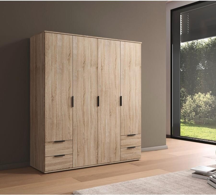 Rauch Draaideurkast Kledingkast Kast Garderobe Wasmand ESSEA 4-deurs Breedte 168 cm met 4 lades en moderne grepen MADE IN GERMANY - Foto 11