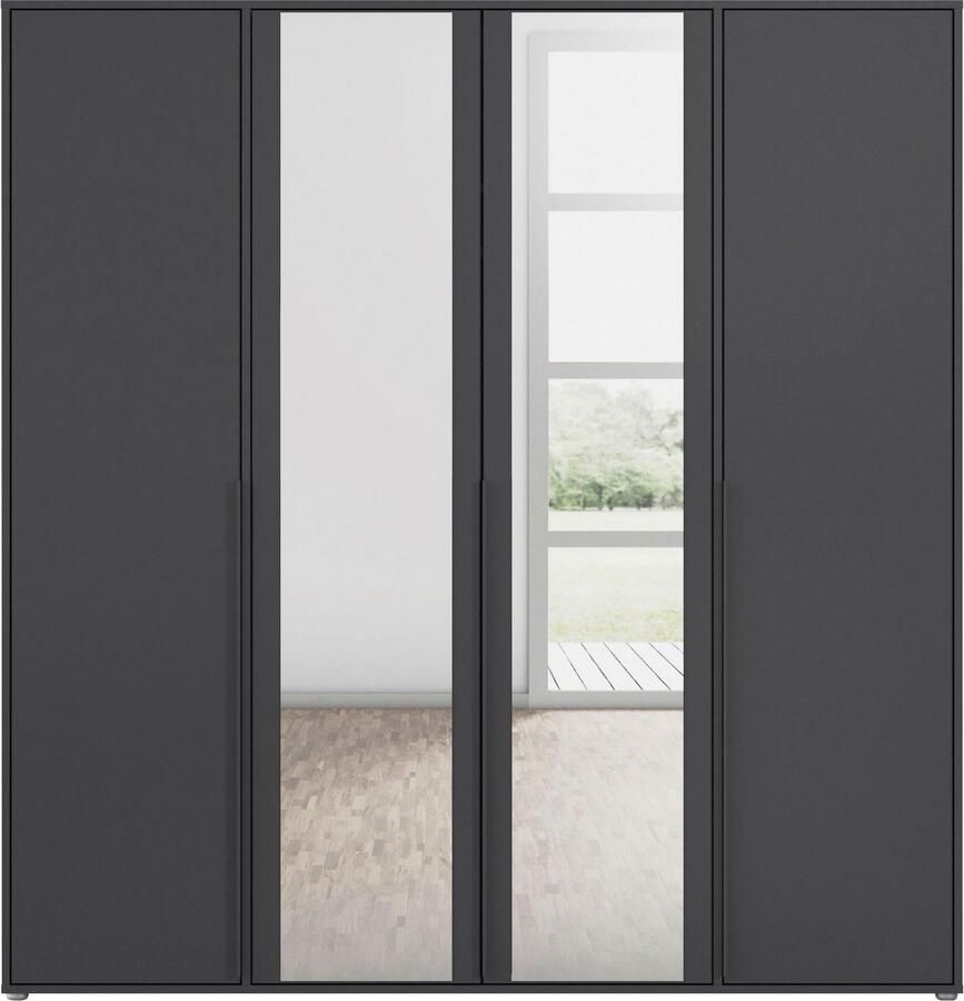 Rauch Draaideurkast Kledingkast Kast Garderobe Wasmand NAGATA met Spiegel und modernen stangengriffen in graumetallic topseller made in germany - Foto 8