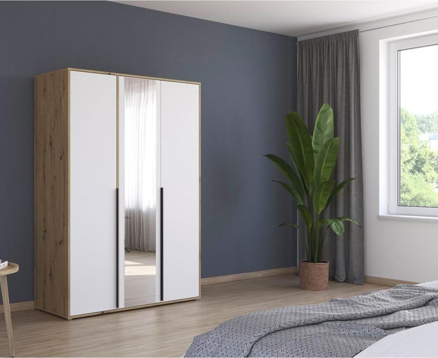 Rauch Draaideurkast Kledingkast Kast Garderobe Wasmand NAGATA met Spiegel und modernen stangengriffen in graumetallic topseller made in germany - Foto 12